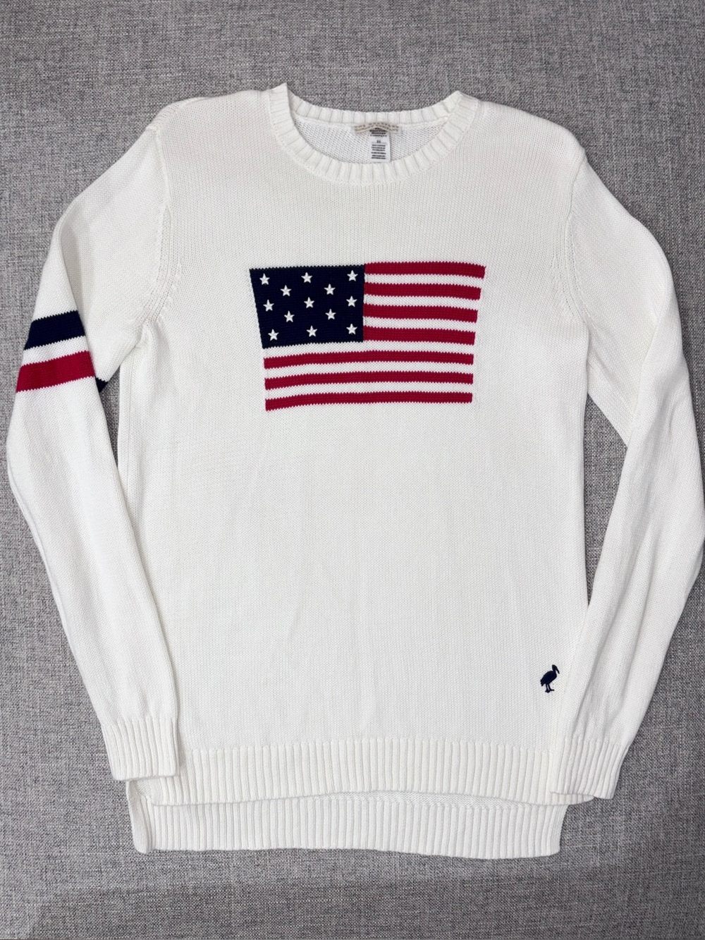 🇺🇸 TBBC XS VGUC to be safe Crewneck Sweater with Flag Motif